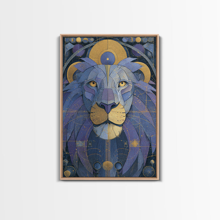 Celestial Lion Portrait Formed from Star Patterns Canvas Print, Astrology Art, Contemporary Art, Living Room Decor, Zodiac, AST-2x3-10