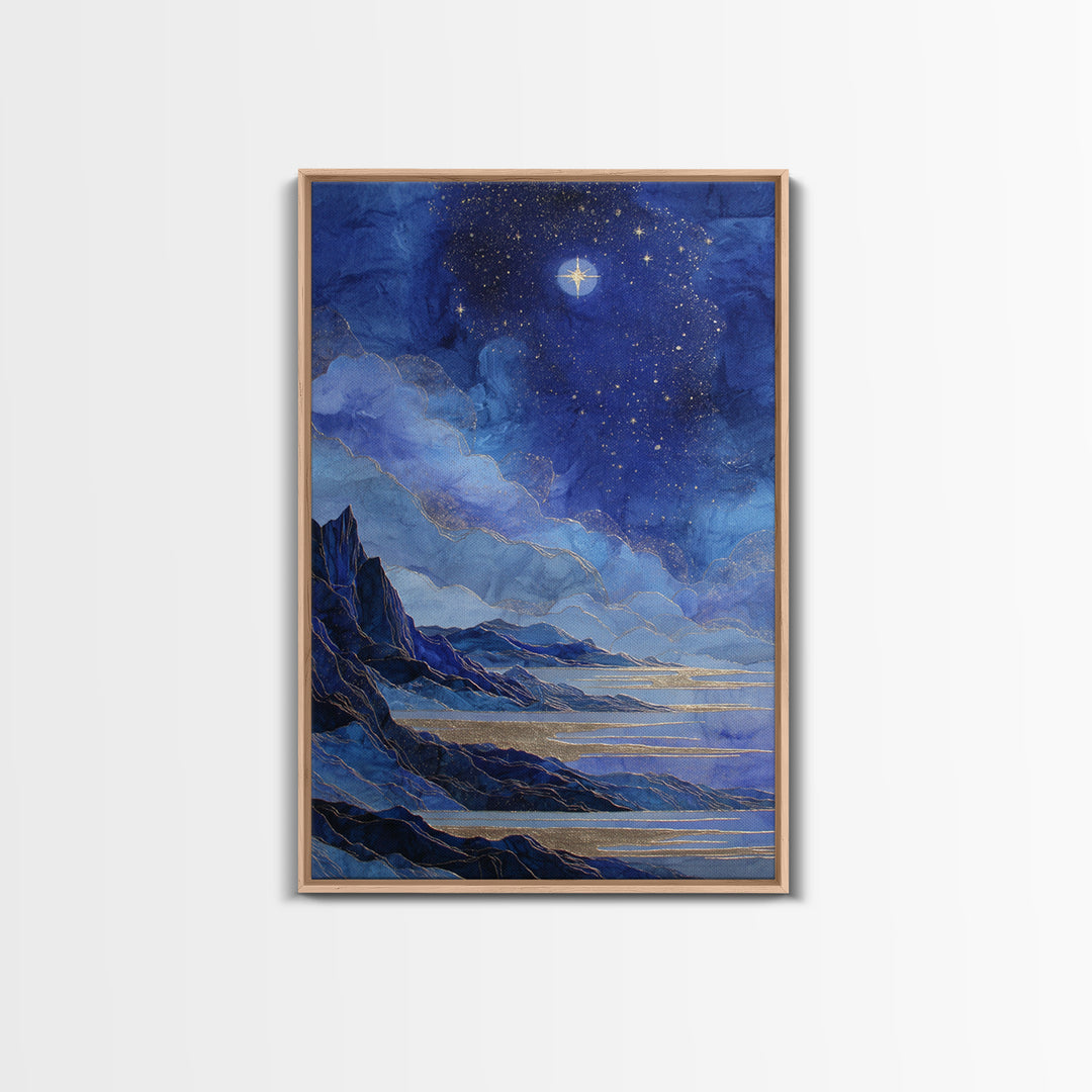 Ram Constellation Above Desert Cliffs at Night Canvas Print, Astrology Art, Gallery Decor, Living Room Decor, Fine Art, Zodiac, AST-2x3-16
