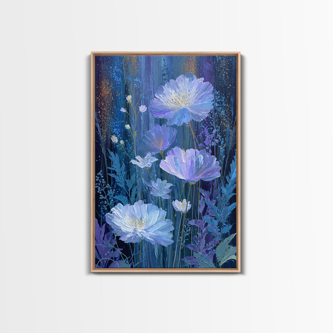 Dreamlike Night Garden Framed Canvas Print, Astrology Art, Minimalist Decor, Living Room Decor, Oil Painting, Zodiac, AST-2x3-6