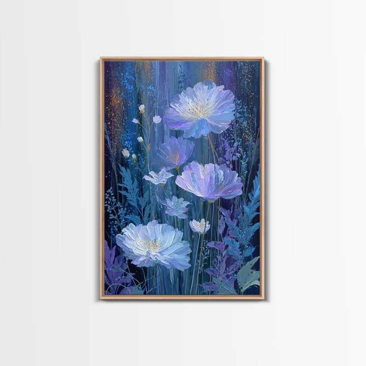 Dreamlike Night Garden Framed Canvas Print, Astrology Art, Minimalist Decor, Living Room Decor, Oil Painting, Zodiac, AST-2x3-6