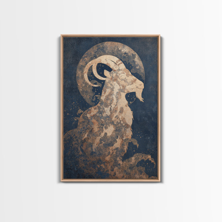 Capricorn Sea Goat Emerging from Cosmic Waves Canvas Print, Astrology Art, Zodiac Sign Print, Living Room Decor, Zodiac, AST-2x3-99