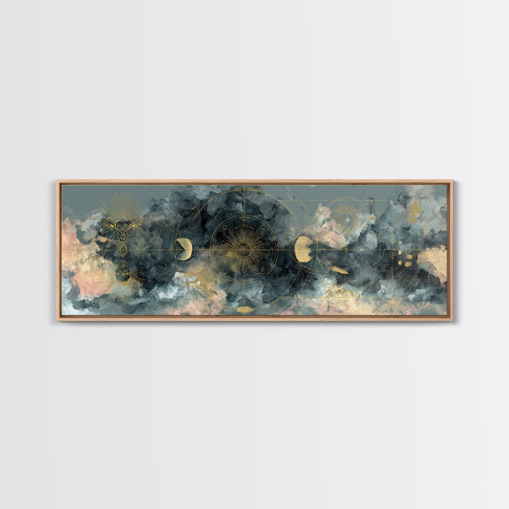 Capricorn Sea Goat Emerging from Cosmic Waves Canvas Print, Astrology Art, Astrology Wall Art, Living Room Decor, AST-3x1-11