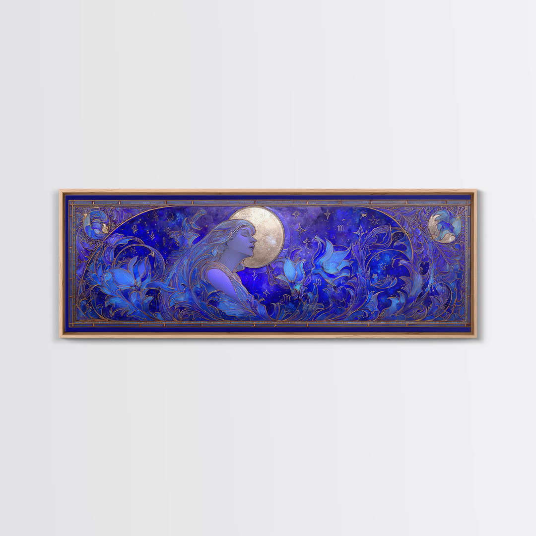 Art Nouveau Zodiac Woman Canvas Print, Astrology Art, Wall Decor, Living Room Decor, Fine Art, Zodiac, Home Decor, Poster, AST-3x1-40