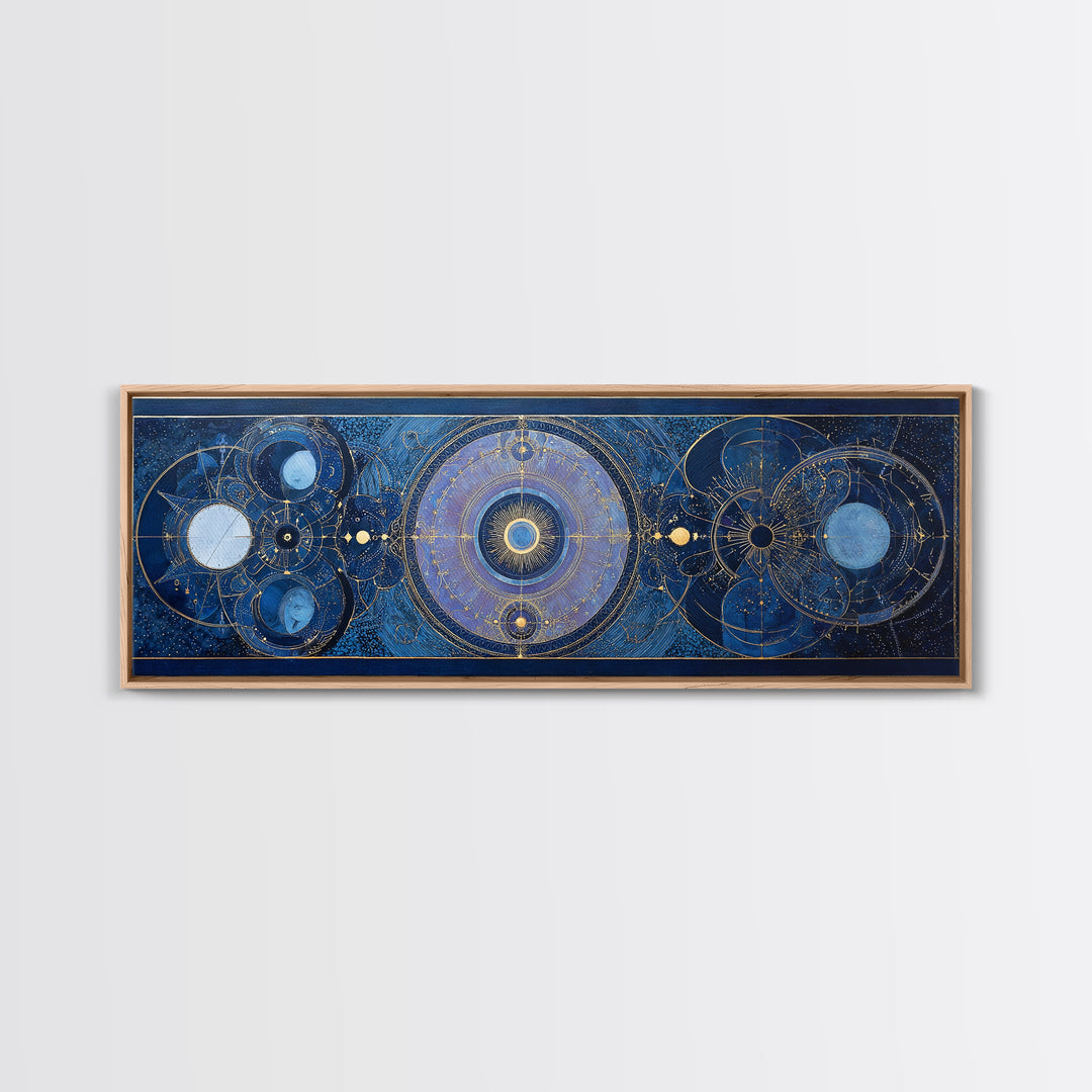 Birth Chart Geometry Framed Canvas Print, Astrology Art, Digital Wall Art, Living Room Decor, Fine Art, Zodiac, Astronomy Art, AST-3x1-47