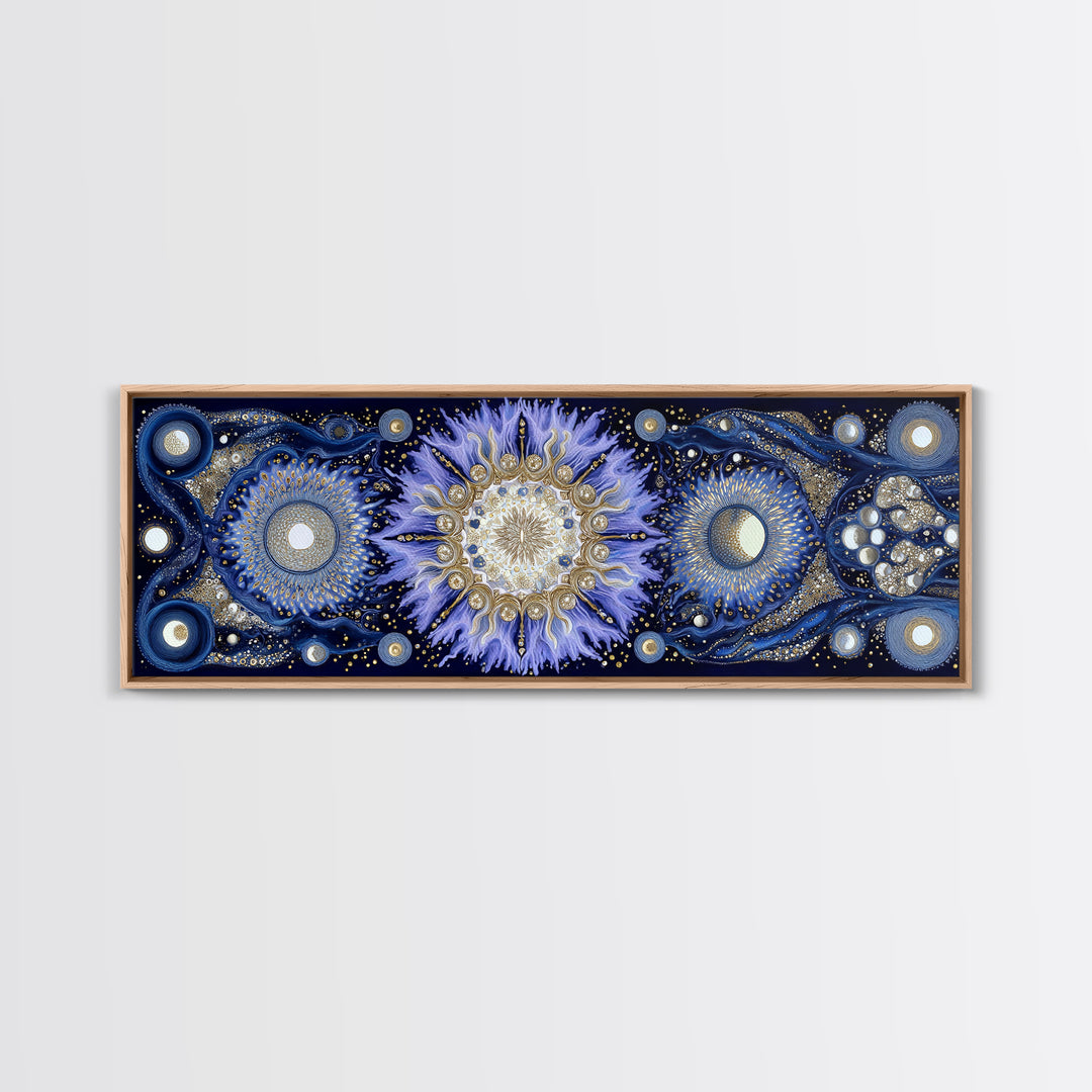 Capricorn Sea Goat Emerging from Cosmic Waves Framed Canvas Print, Astrology Art, Art Print, Living Room Decor, Zodiac, AST-3x1-59