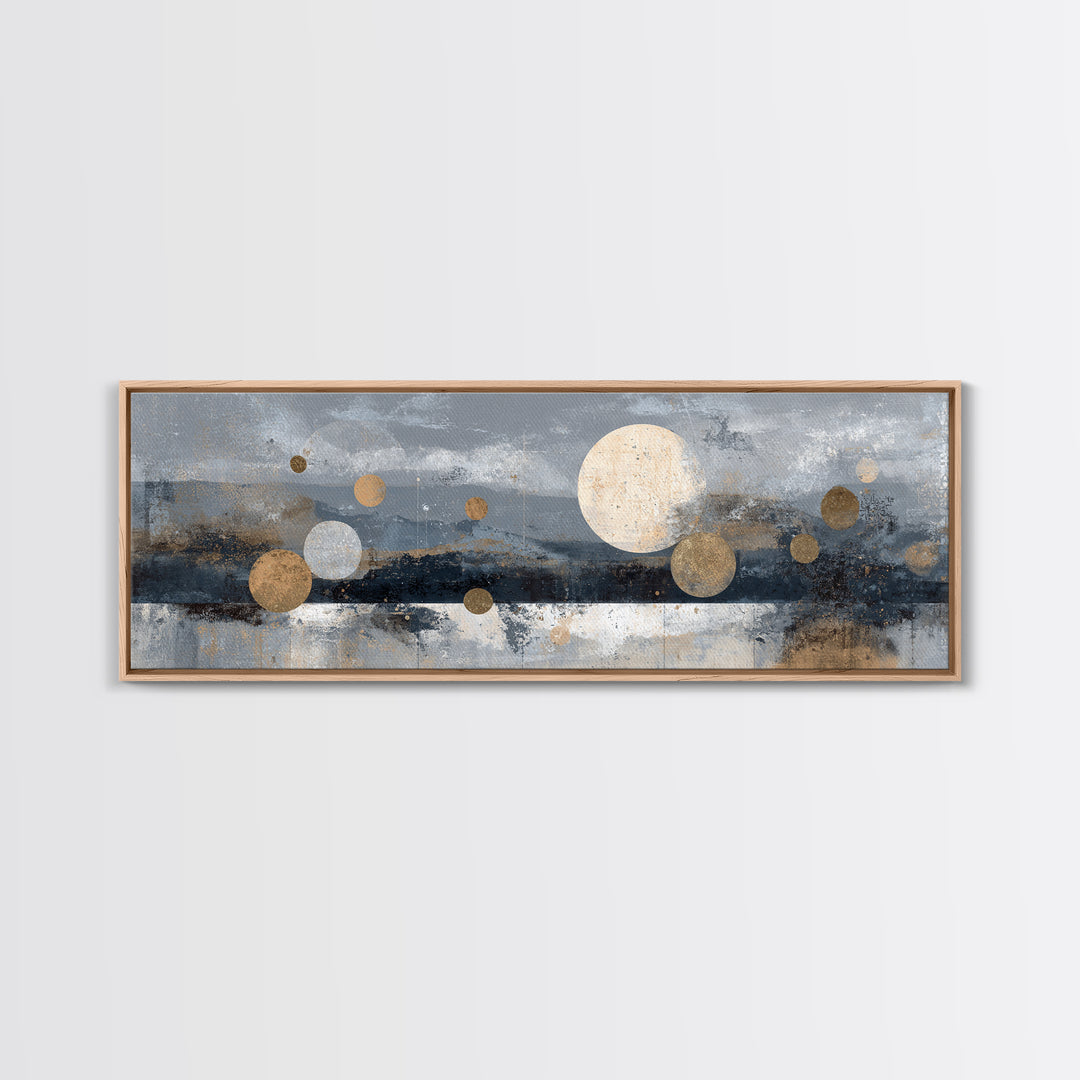 Lunar Phase Composition Framed Canvas Print, Astrology Art, Astronomy Print, Living Room Decor, Fine Art, Zodiac, AST-3x1-77