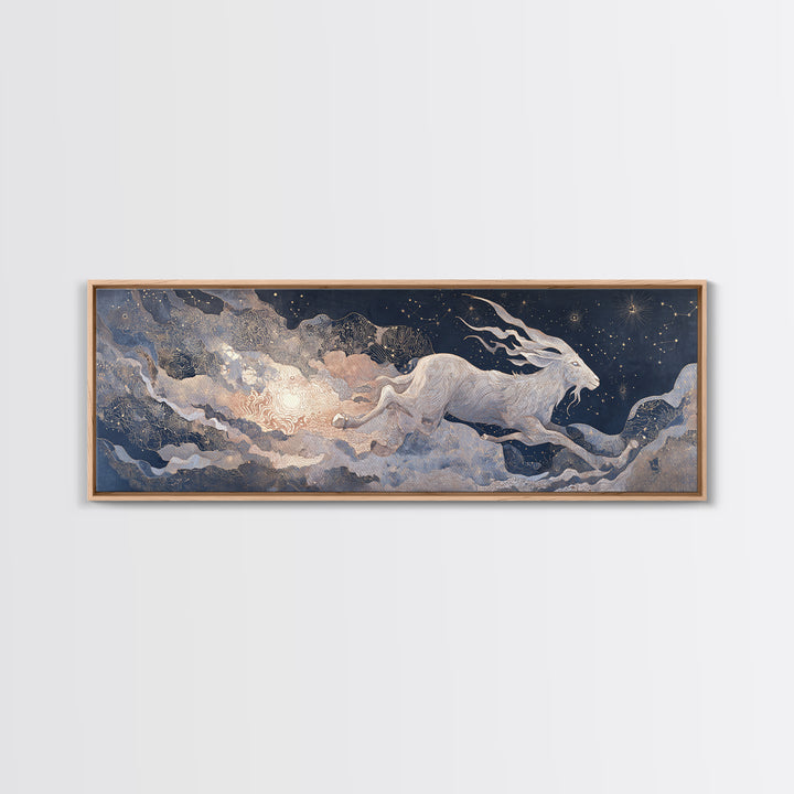 Capricorn Sea Goat Emerging from Cosmic Waves Canvas Print, Astrology Art, Printable Art, Living Room Decor, Fine Art, Zodiac, AST-3x1-83