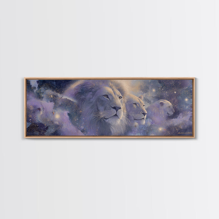 Celestial Lion Portrait Formed from Star Patterns Canvas Print, Astrology Art, Zodiac Wall Art, Living Room Decor, Zodiac, AST-3x1-90