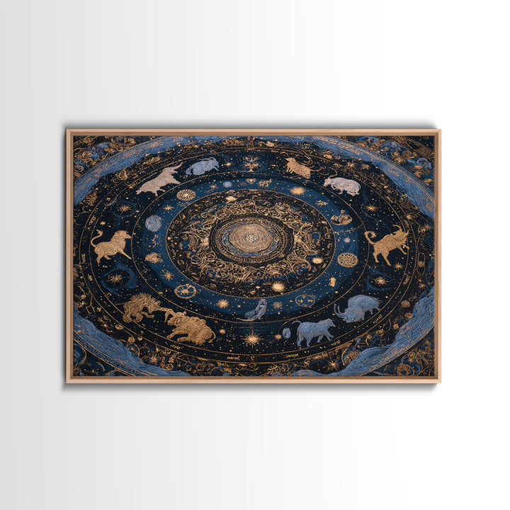 Twelve Zodiac Animals Arranged Canvas Print, Astrology Art, Astronomy Print, Living Room Decor, Fine Art, Zodiac, AST-3x2-32