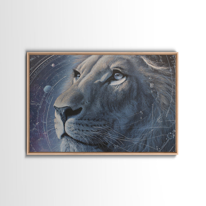 Celestial Lion Portrait Formed from Star Patterns Canvas Print, Astrology Art, Giclee Print, Living Room Decor, Zodiac, AST-3x2-54