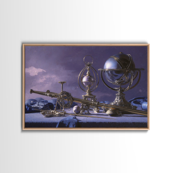 Planetary Still Life Canvas Print, Astrology Art, Contemporary Art, Living Room Decor, Fine Art, Zodiac, Boho Decor, Cat Art, AST-3x2-72