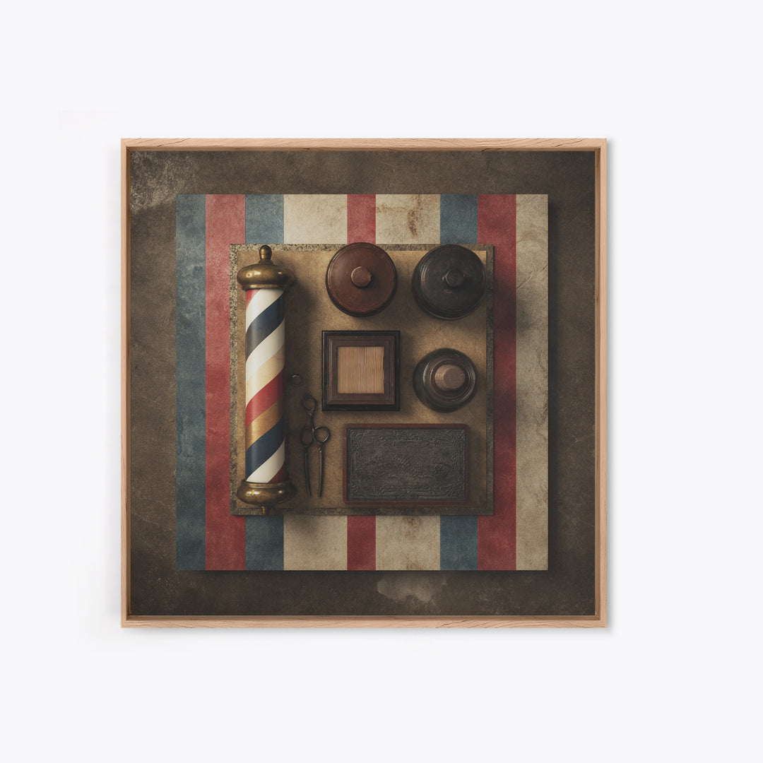 Red White and Blue Stripe Abstraction from Canvas Print, Barbershop Art, Home Decor, Barbershop Decor, Abstract Art, Grooming, BAA-1x1-89