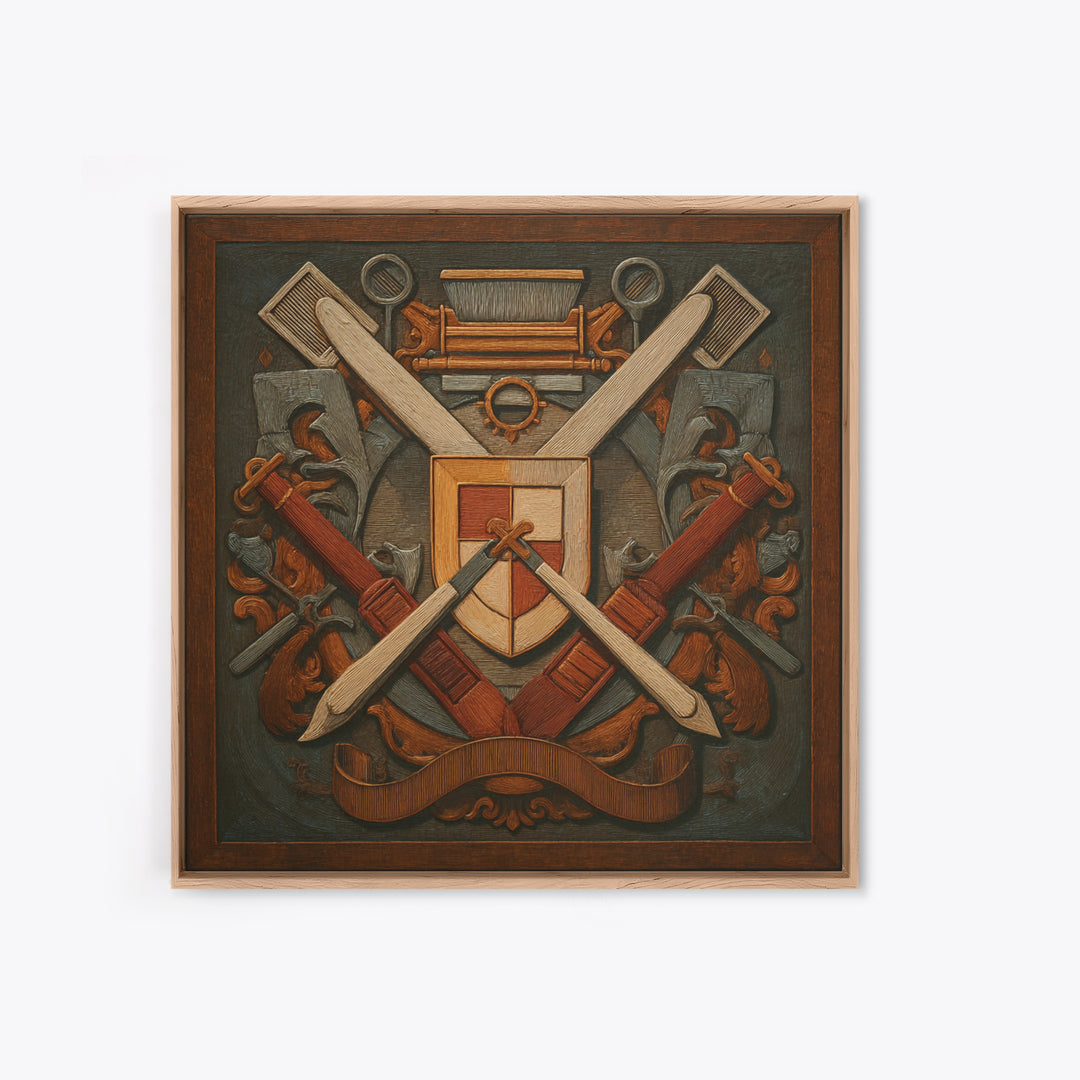 Bold Linocut Barber Emblem Framed Canvas Print, Barbershop Art, Art Print, Barbershop Decor, Grooming, African American Art, BAA-1x1-96
