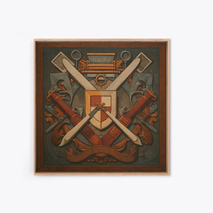 Bold Linocut Barber Emblem Framed Canvas Print, Barbershop Art, Art Print, Barbershop Decor, Grooming, African American Art, BAA-1x1-96