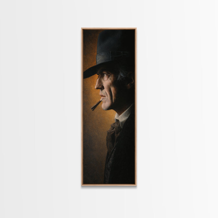 Moody Gentleman Portrait Canvas Print, Barbershop Art, Black Man Art, Barbershop Decor, Oil Painting, Grooming, BAA-1x3-94