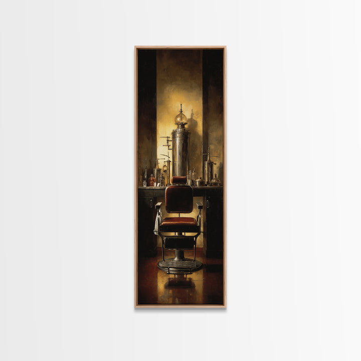 Barber Chair Silhouette Rendered as Iconic Graphic Canvas Print, Barbershop Art, Black Art Prints, Barbershop Decor, Grooming, BAA-1x3-95