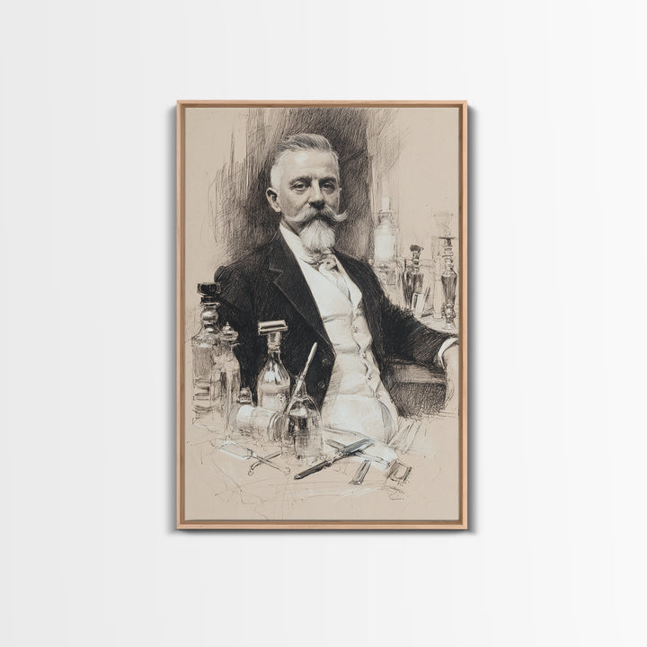 Black and White Portrait of a Sharply Framed Canvas Print, Barbershop Art, Home Decor, Barbershop Decor, Fine Art, Grooming, BAA-2x3-2