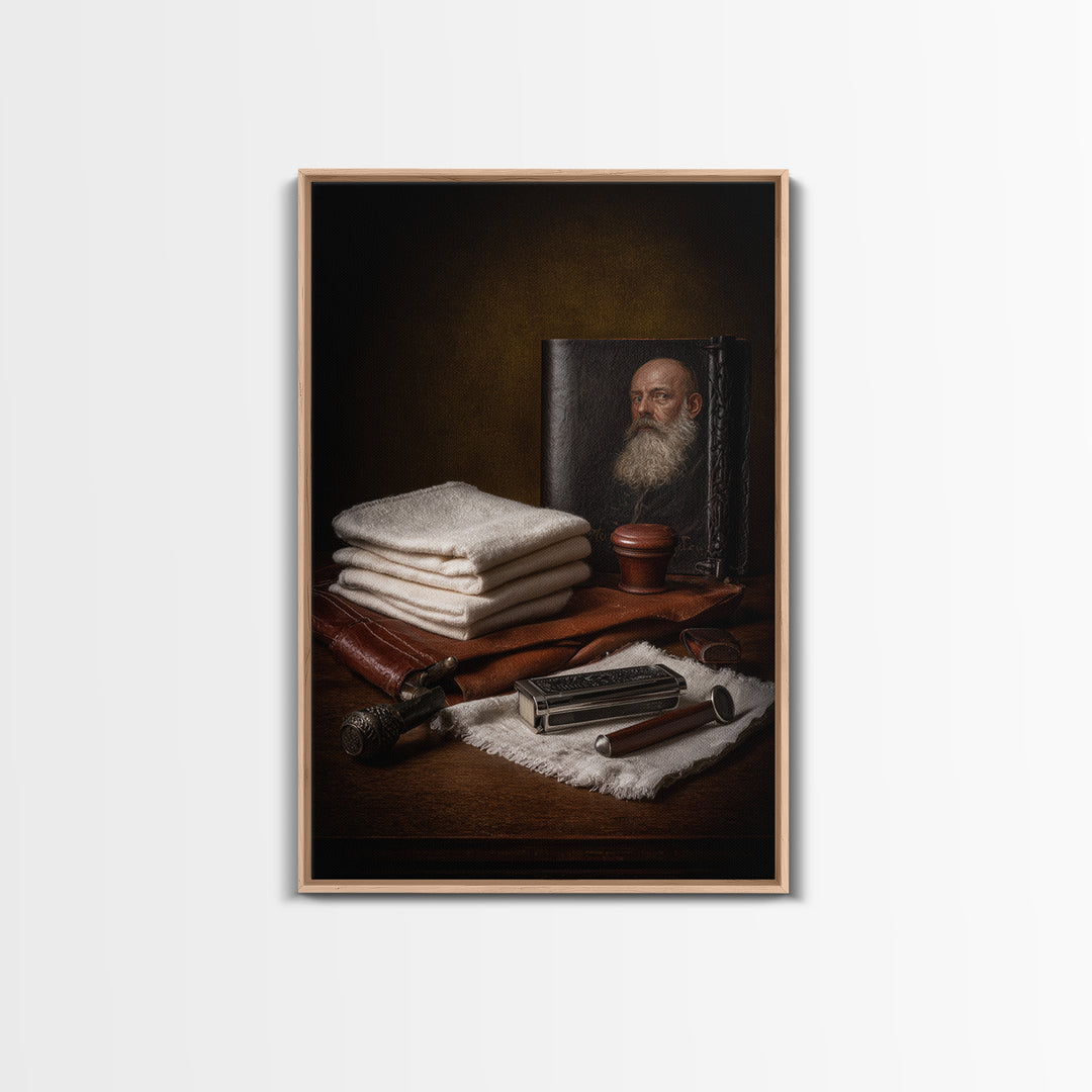 Black and White Portrait of a Sharply Framed Canvas Print, Barbershop Art, Home Decor, Barbershop Decor, Fine Art, Grooming, BAA-2x3-26