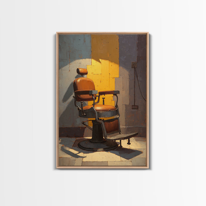 Barber Chair Silhouette Rendered as Iconic Graphic Canvas Print, Barbershop Art, Oil Painting, Barbershop Decor, Abstract Art, BAA-2x3-91