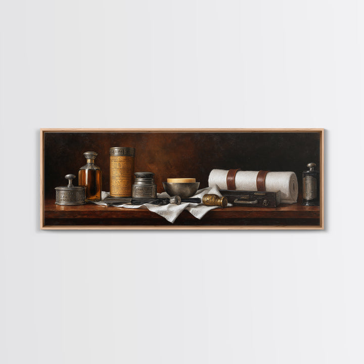 Classic Mustache Chart Illustrated Framed Canvas Print, Barbershop Art, Luxury Decor, Barbershop Decor, Fine Art, Grooming, BAA-3x1-56
