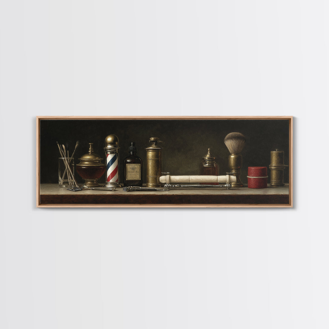 Classic Mustache Chart Illustrated Canvas Print, Barbershop Art, Wall Art, Barbershop Decor, Fine Art, Grooming, Black Wall Art, BAA-3x1-80