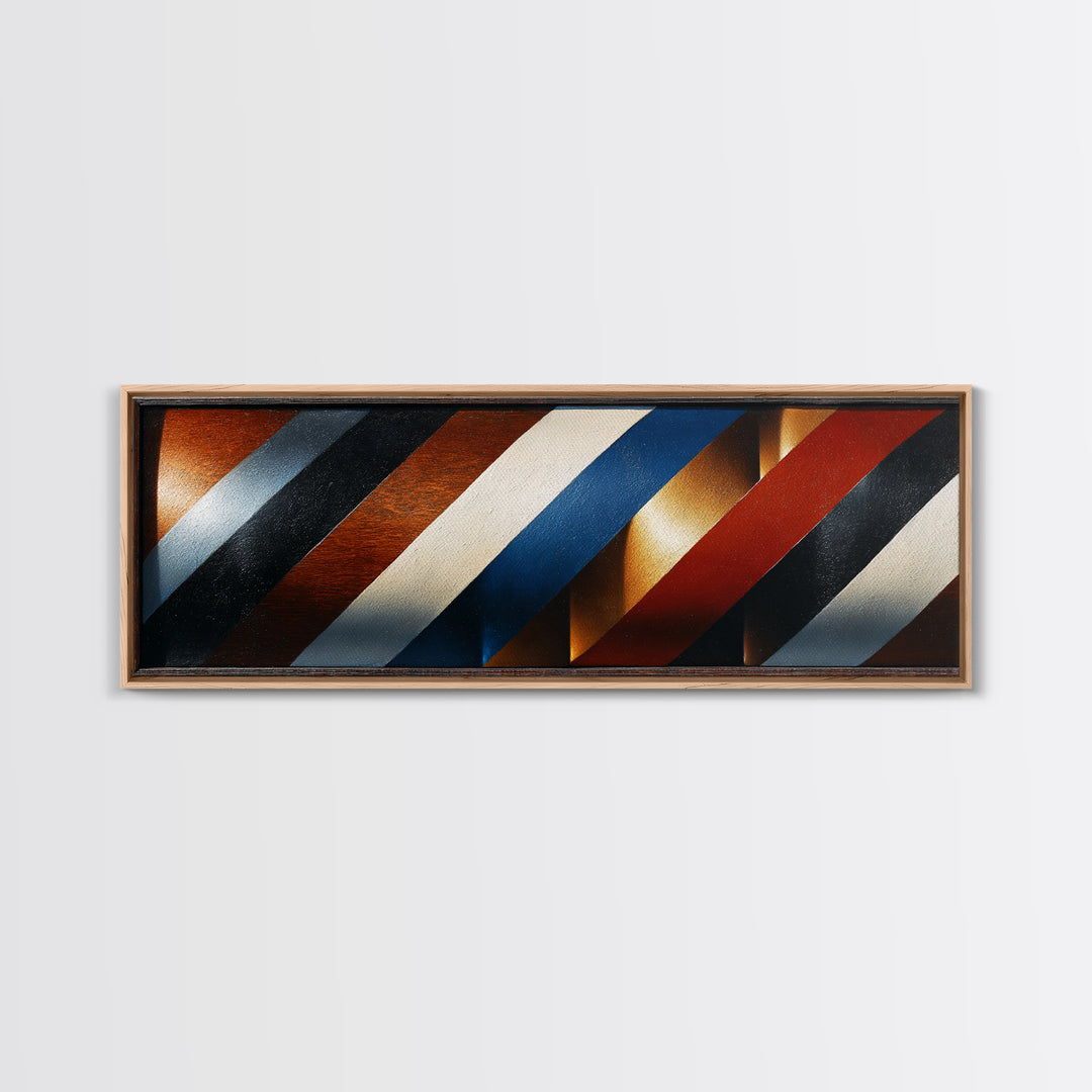 Red White and Blue Stripe Abstraction from Canvas Print, Barbershop Art, African American Art, Barbershop Decor, Grooming, BAA-3x1-81