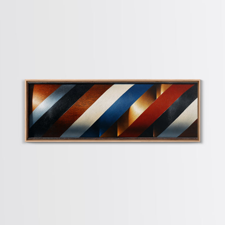 Red White and Blue Stripe Abstraction from Canvas Print, Barbershop Art, African American Art, Barbershop Decor, Grooming, BAA-3x1-81