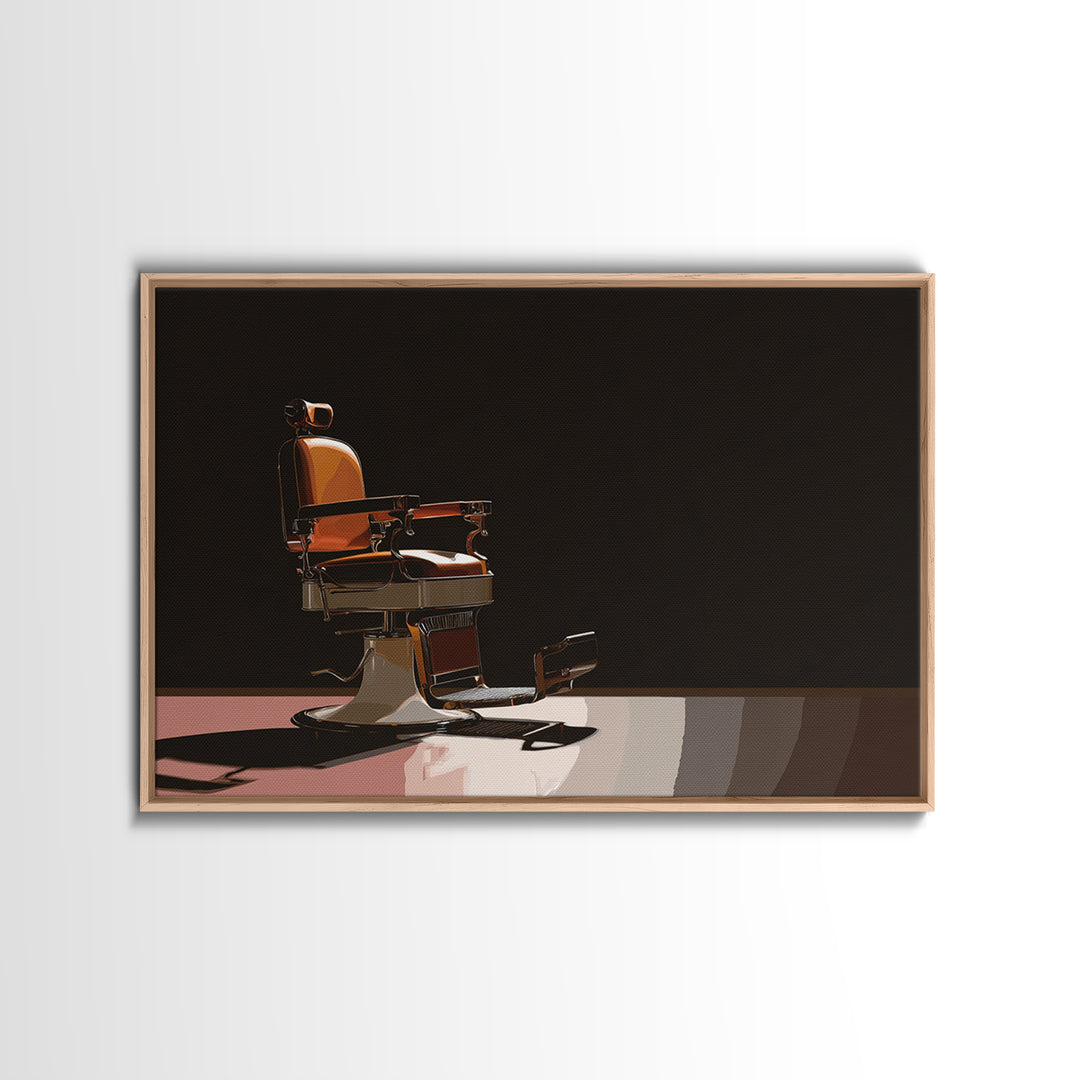 Barber Chair Silhouette Rendered as Iconic Graphic Canvas Print, Barbershop Art, Man Cave Decor, Barbershop Decor, Grooming, BAA-3x2-87