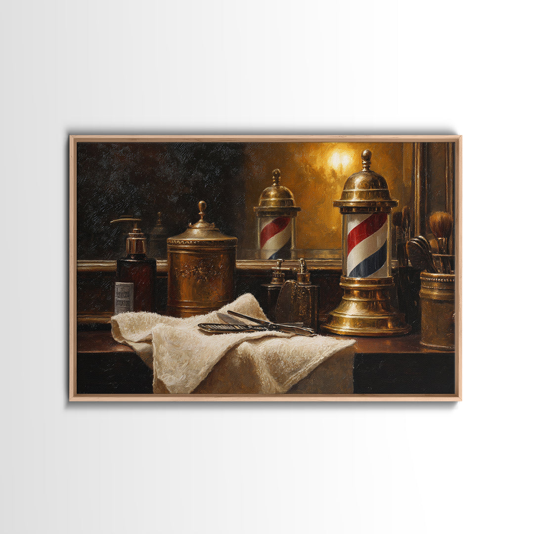 Hot Towel Shave Scene Cropped Close to Canvas Print, Barbershop Art, Afrocentric Wall Art, Barbershop Decor, Oil Painting, BAA-3x2-89
