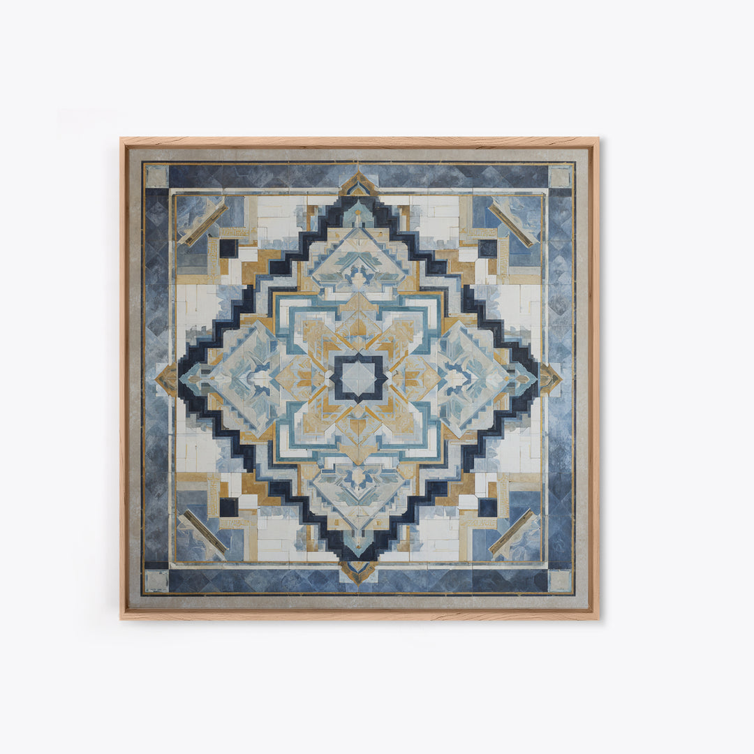 Quilt Pattern Folk Art Composition Framed Canvas Print, Bed and Breakfast Art, Printable Art, Living Room Decor, Fine Art, BAB-1x1-11