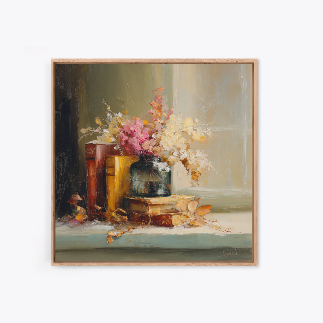 Warm Fireplace Still Life Canvas Print, Bed and Breakfast Art, Bedroom Wall Decor, Living Room Decor, Fine Art, BAB-1x1-18