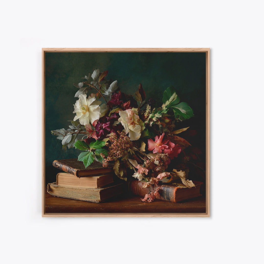 Warm Fireplace Still Life Framed Canvas Print, Bed and Breakfast Art, Bedroom Prints, Living Room Decor, Fine Art, BAB-1x1-66