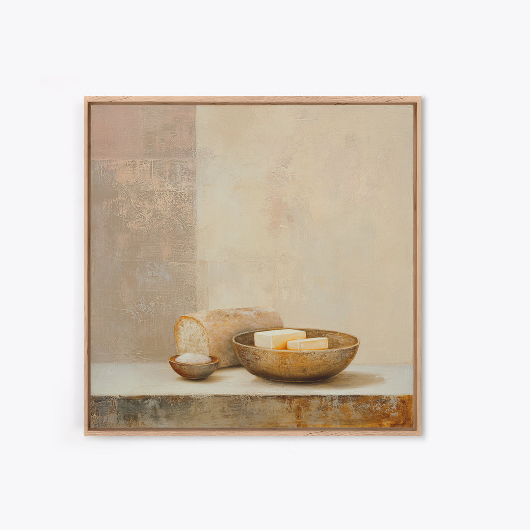 Freshly Baked Bread Framed Canvas Print, Bed and Breakfast Art, Above Bed Decor, Living Room Decor, Fine Art, BAB-1x1-68