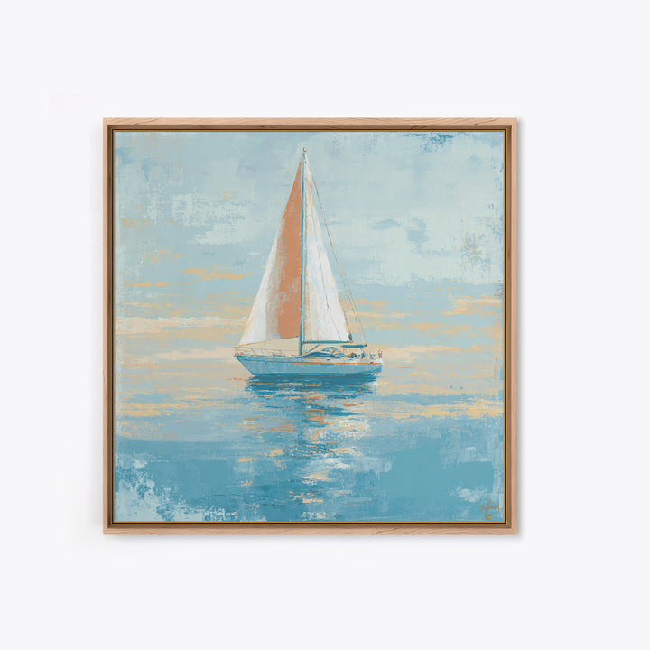 Coastal Inn Sailboat at Sunrise Canvas Print, Bed and Breakfast Art, Contemporary Art, Living Room Decor, Fine Art, BAB-1x1-89