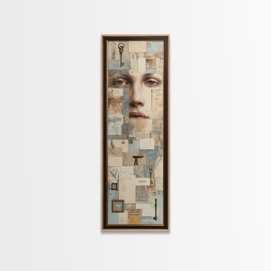 Antique Key and Handwritten Letter Arrangement Without Canvas Print, Bed and Breakfast Art, Luxury Decor, Living Room Decor, BAB-1x3-21