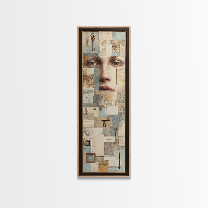 Antique Key and Handwritten Letter Arrangement Without Canvas Print, Bed and Breakfast Art, Luxury Decor, Living Room Decor, BAB-1x3-21