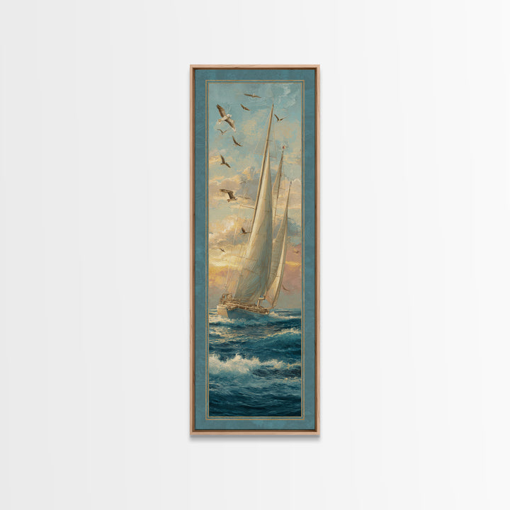 Coastal Inn Sailboat at Sunrise Canvas Print, Bed and Breakfast Art, Fine Art Print, Living Room Decor, Fine Art, BAB-1x3-5