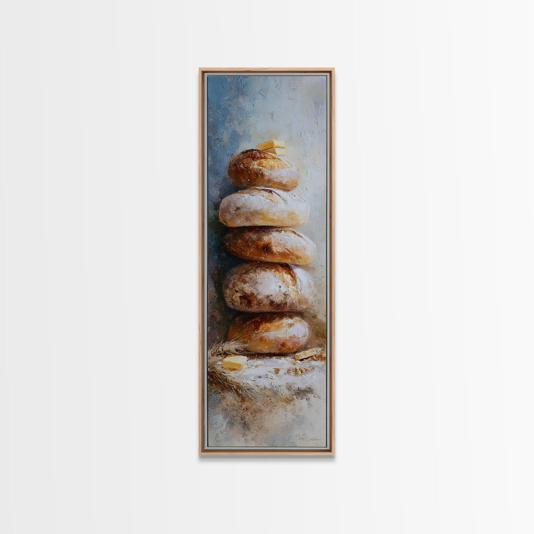 Freshly Baked Bread Framed Canvas Print, Bed and Breakfast Art, Contemporary Art, Living Room Decor, Fine Art, BAB-1x3-8