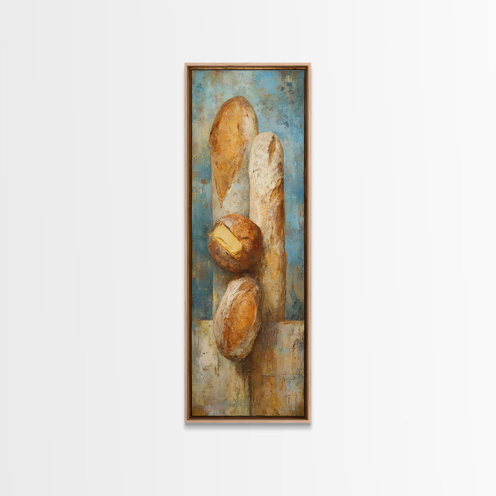 Freshly Baked Bread Framed Canvas Print, Bed and Breakfast Art, Above Bed Decor, Living Room Decor, Fine Art, BAB-1x3-80