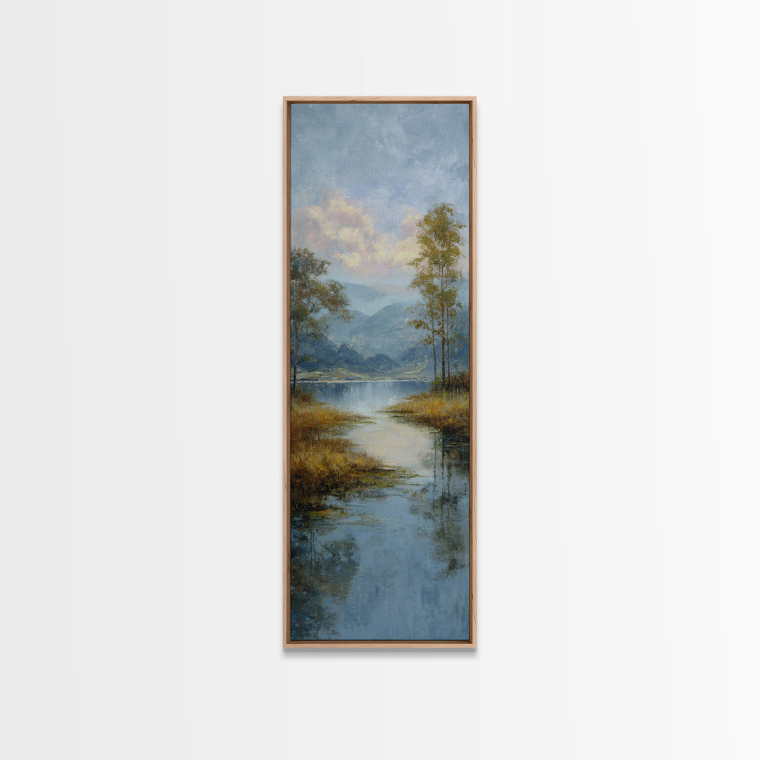 Quiet Lake Dock at Early Morning Canvas Print, Bed and Breakfast Art, Boho Decor, Living Room Decor, Fine Art, BAB-1x3-82