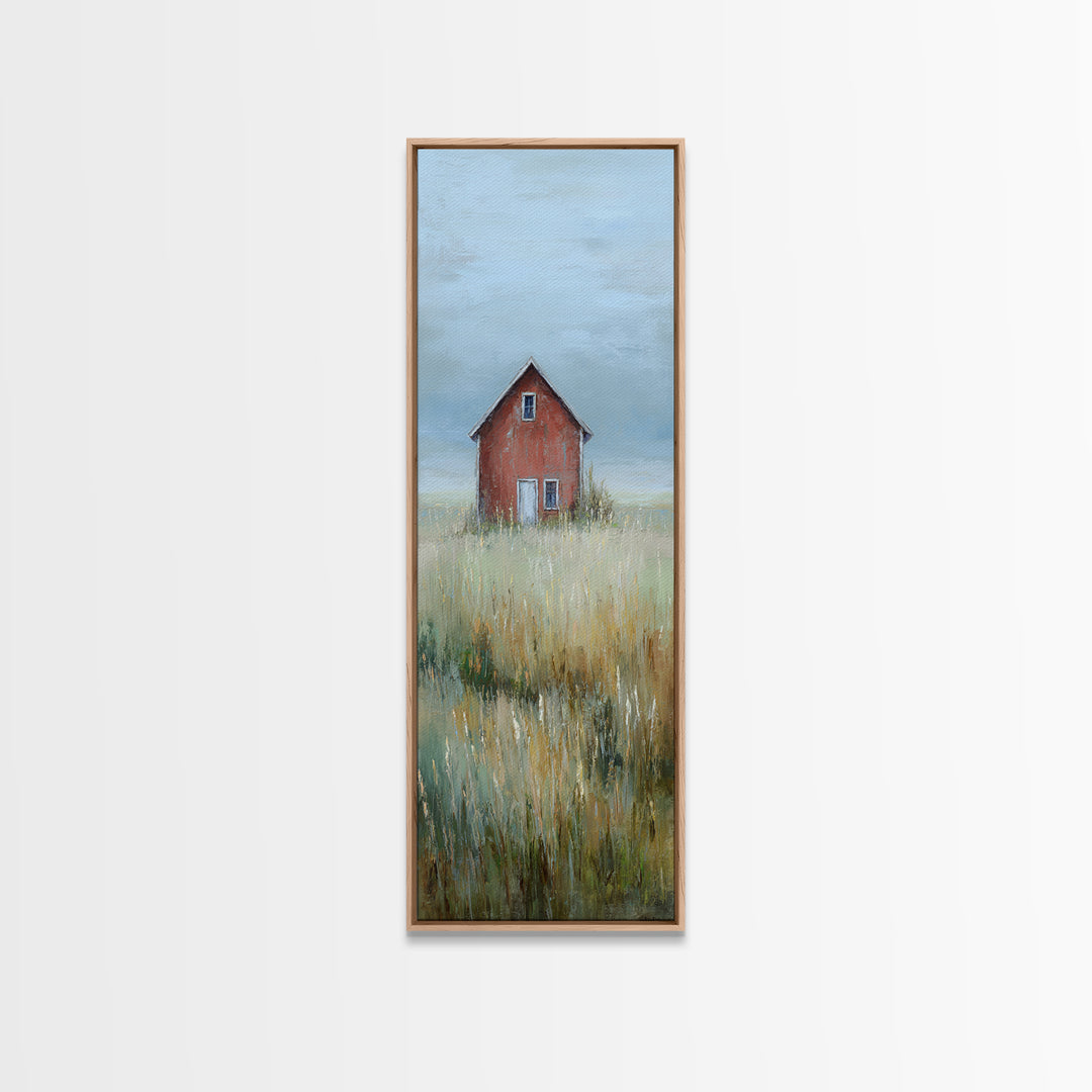 Old Farmhouse Landscape Framed Canvas Print, Bed and Breakfast Art, Boho Decor, Living Room Decor, Fine Art, BAB-1x3-91