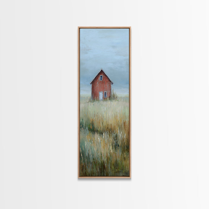 Old Farmhouse Landscape Framed Canvas Print, Bed and Breakfast Art, Boho Decor, Living Room Decor, Fine Art, BAB-1x3-91