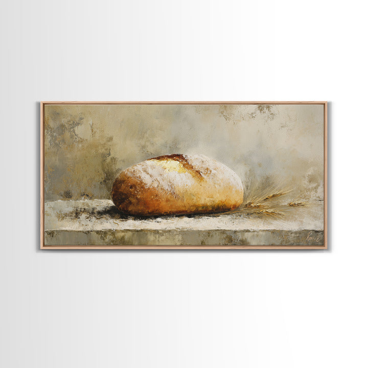 Freshly Baked Bread Framed Canvas Print, Bed and Breakfast Art, Fine Art Print, Living Room Decor, Fine Art, BAB-2x1-16
