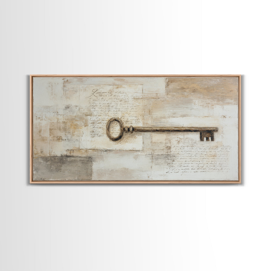 Antique Key and Handwritten Letter Arrangement Without Canvas Print, Bed and Breakfast Art, Farmhouse Decor, Living Room Decor, BAB-2x1-53