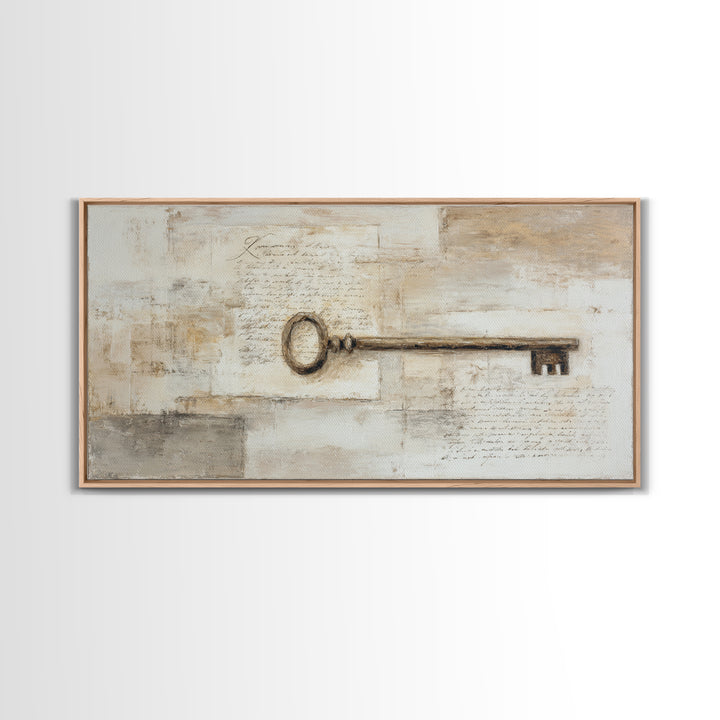 Antique Key and Handwritten Letter Arrangement Without Canvas Print, Bed and Breakfast Art, Farmhouse Decor, Living Room Decor, BAB-2x1-53