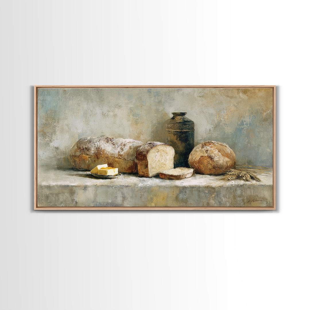 Freshly Baked Bread Canvas Print, Bed and Breakfast Art, Printable, Living Room Decor, Fine Art, Bedroom Wall Decor, BAB-2x1-64