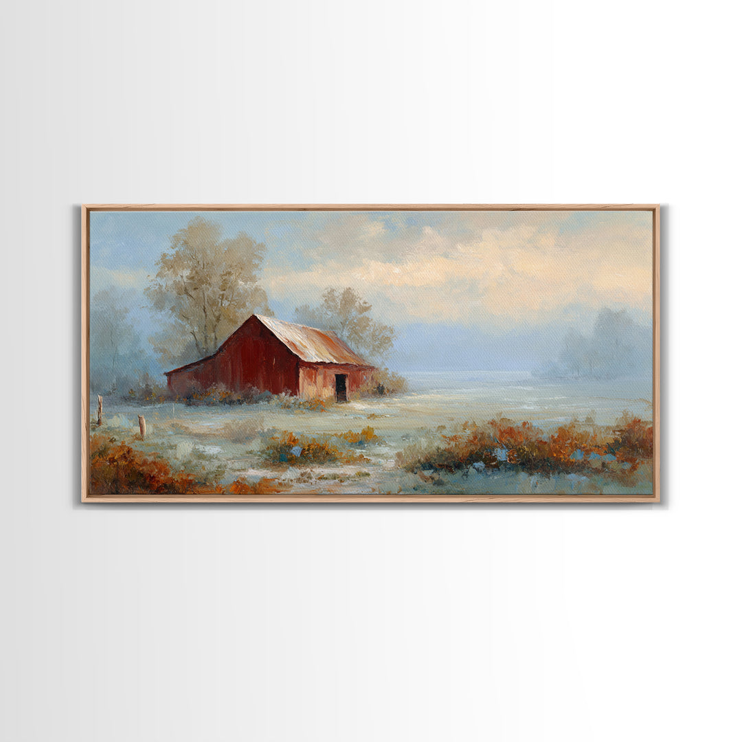 Old Farmhouse Landscape Framed Canvas Print, Bed and Breakfast Art, Room Decor, Living Room Decor, Fine Art, BAB-2x1-75
