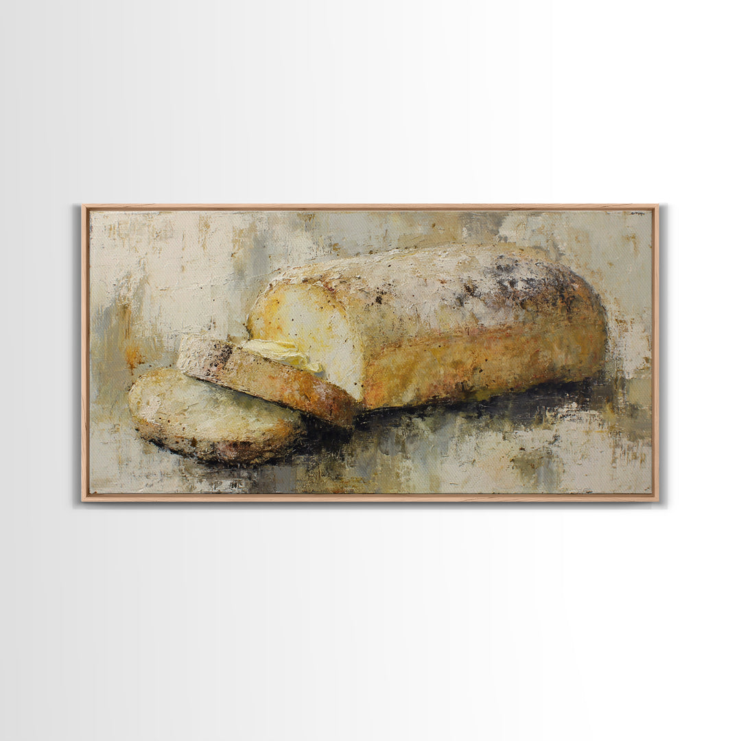 Freshly Baked Bread Framed Canvas Print, Bed and Breakfast Art, Printable Art, Living Room Decor, Fine Art, Bedroom Prints, BAB-2x1-88