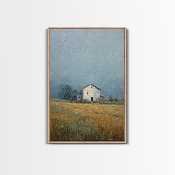 Old Farmhouse Landscape Canvas Print, Bed and Breakfast Art, Minimalist Decor, Living Room Decor, Oil Painting, BAB-2x3-15