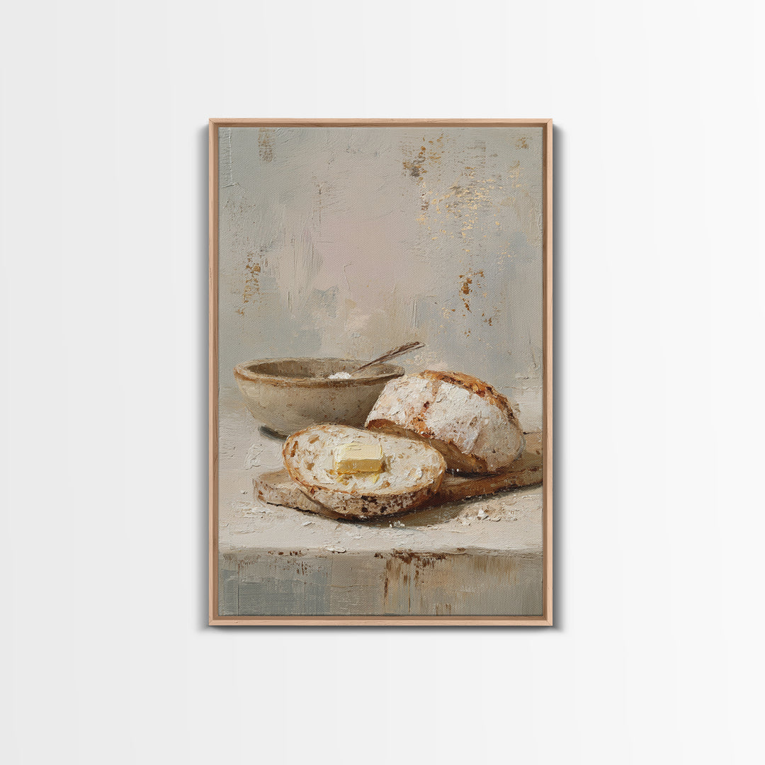 Freshly Baked Bread Framed Canvas Print, Bed and Breakfast Art, Above Bed Decor, Living Room Decor, Fine Art, BAB-2x3-28